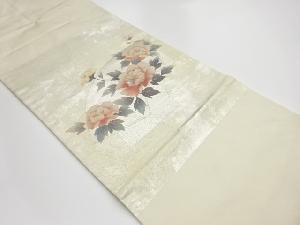 リサイクル　螺鈿地紙に牡丹模様名古屋帯